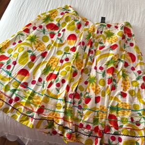 Autograph Red and Yellow Pleated Maxi Skirt for Resort
